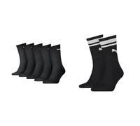 PUMA Crew, Unisex Calcetines, Talla 35-38, Negro, Paquete de 9