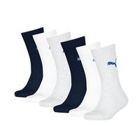 PUMA Easy Rider Calcetines, Gris/Blanco/Azul Marino, 27-30 (Pack de 6) Unisex niños
