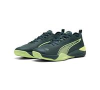 PUMA Eliminate Nitro 4, Zapato de Tribunal Interior Unisex Adulto, Green Terrain Fizzy Light, 42 EU