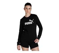 PUMA ESS Logo Crew TR Sudadera, Mujer, Black, S