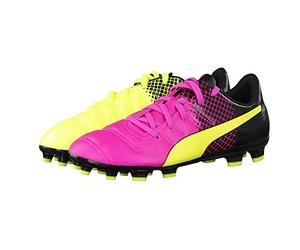 PUMA Evopower 4.3 AG Jr, Botas de fútbol Unisex Adulto, Pink GLO Safety Yellow Black, 38 EU
