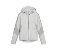 PUMA EVOSTRIPE - Sudadera con capucha y cremallera completa para mujer, Gris claro jaspeado, S