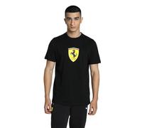 Puma Ferrari Race - Camiseta de Manga Corta para Hombre, diseño de Escudo Grande, Negro, L