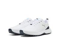 PUMA Fusion Grip 6 EVO - Tenis de Golf para Hombre, Color Blanco y Plateado, Talla 10.5 de Reino Unido, Puma Blanco Puma Plata, 45 EU