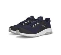PUMA Fusion Grip Extra Wide, Zapatos de Golf Hombre, Azul Marino Silver Silencioso Paraguas, 42.5 EU