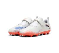 PUMA Future 8 Play V FG/AG RB JR, Soccer Shoe, White Black-Glowing Red, 30.5 EU