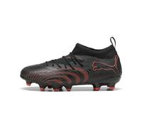 PUMA Future 9 Match FG/AG JR - Tenis de fútbol, Color Negro y Rojo Brillante, Gris Fuerte, Talla 2 de Reino Unido, Puma Negro Rojo Brillante Gris Fuerte, 34.5 EU