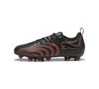 PUMA Future 9 Play FG/AG JR - Tenis de fútbol, Color Negro y Rojo Brillante, Gris Fuerte, Talla 1.5 de Reino Unido, Puma Negro Rojo Brillante Gris Fuerte, 34 EU