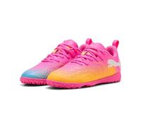 PUMA Future 9 Play TT JR - Tenis de fútbol, Color Rosa venenoso, Color Rosa y Blanco Aguamarina Brillante, Talla 1 de Reino Unido, Poison Pink Sun Stream Bright Aqua Puma White, 33 EU