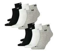 PUMA Hombre Mujer Unisex Cuartos Calcetines Clyde 12er Paquete Negro Blanco Gris