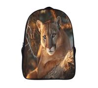 Puma jugando en un Rama Soleada Bolsa De Escuela De Niño Y Niña,Mochila De Escuela Primaria Con Estampado De Dibujos Niños Adolescentes 16 inch