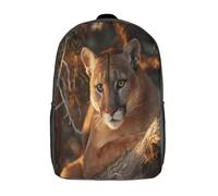 Puma jugando en una rama soleada Mochilas Escolar,3D Impreso,Bolsas De Niños Estudiantes De Primaria Y Secundaria 17inch