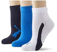 PUMA Kids' BWT Quarter Socks (3 Pack) Calcetines, Azul Marino/Blanco/Azul Fuerte, 35/38 Unisex Niños
