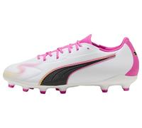 PUMA King 20 Match FG/AG JR - Tenis de fútbol, Color Blanco, Rosa venenoso, Aguamarina Brillante, Talla 5 de Reino Unido, Puma White Poison Pink Bright Aqua, 5 UK
