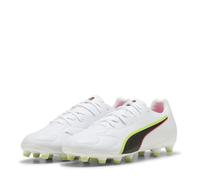 PUMA King 20 Match FG/AG JR - Tenis de fútbol, Color Blanco y Rojo Brillante, Alerta Amarilla, Talla 11 de Reino Unido, Puma Alerta Blanca Brillante, roja y Amarilla, 29 EU