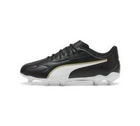 Puma King 20 Play FG/AG Jr - Tenis de fútbol Unisex para niños, Puma Negro Puma Blanco Puma Oro, 36 EU