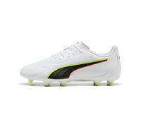 PUMA King 20 Play FG/AG - Tenis de fútbol Unisex, Color Blanco, Rojo Brillante, Alerta Amarilla, Talla 12 de Reino Unido, Puma Alerta Blanca Brillante, roja y Amarilla, 47 EU
