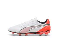 PUMA King Match FG/AG, Soccer Shoe Unisex Adulto, White Silver-Glowing Red, 40.5 EU