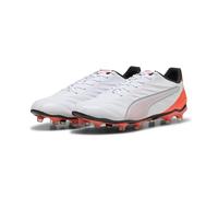 PUMA King Pro FG/AG, Soccer Shoe Unisex Adulto, White Silver-Glowing Red, 42.5 EU