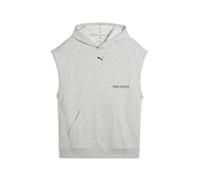 PUMA M Graphics - Sudadera con Capucha de Rizo francés sin Mangas, Color Gris Claro Jaspeado