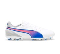 PUMA Men's King Match MG Sneaker, Puma White Bluemazing Flat Light Gray, 39 EU