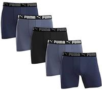 PUMA Men's Microfiber Boxer Brief, 5-Pack - Blue, Gray and Black Medium