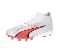 PUMA Men's Ultra Pro FG/AG Soccer Shoe, Puma White Puma Black Fire Orchid, 40.5 EU