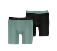 PUMA Microfiber Long Bóxer, Green/Black, S (Pack de 2) de los Hombres