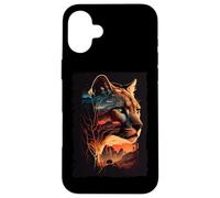 Puma, montañas, Puesta de Sol, león de montaña, Retro, Vintage Carcasa para iPhone 16 Plus