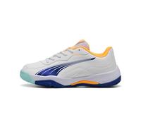 PUMA - Nova Smash JR, Zapatos de Tenis Unisexo, PUMA White-Vivid Blue-Safe Lake-Heat Fire,