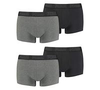PUMA Pack de 4 calzoncillos tipo bóxer para hombre, ropa interior corta, 100000884, Dark Grey Melange Black 008, L Corto