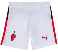 Puma - Pantalón corto Ac Milan Segunda Equipación 2025-2026 Niño, Unisex, White-For All Time Red, 140 cm