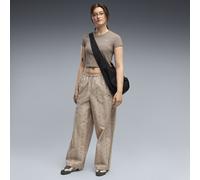 PUMA Pantalones T7 holgados con estampado de serpiente para mujer, Accesoiros, Beige, L