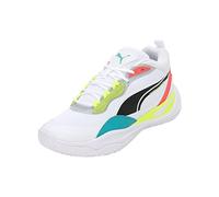 PUMA Playmaker Pro, Zapatillas deportivas, Unisex adulto, Puma White-Fiery Coral, 38.5 EU