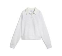 PUMA Polo de Manga Larga Class de Felpa y Corte Holgado Mujer S, White Glow Heather