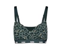 PUMA Printed Padded Sujetador Deportivo, Green Combo, L Mujeres