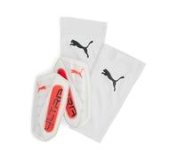 Puma Espinilleras de fútbol ULTRA Flex Sleeve Unisexo Blanco-Rojo brillante L