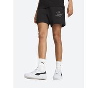 PUMA Pantalones cortos de cintura alta ESS SCRIPT 5" para mujer, Ropa, Negro, L L