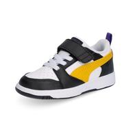 PUMA Rebound V6 LO AC+ INF, Zapatillas Unisex bebé, Black-Yellow Sizzle White, 22 EU