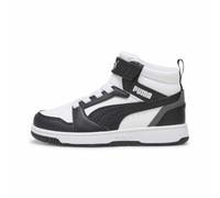 Puma Zapatillas Rebound V6 Mid AC+ PS – Unisex para niños – Blanco/Negro/Gris – Talla 31