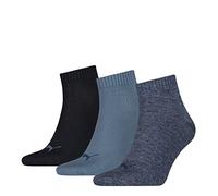 PUMA Quarter Calcetines, Azul (Denim Blue), 43-46 (Pack de 3) Unisex Adulto