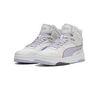 PUMA RBD Break Mid - Tenis Unisex de Plumas, Color Gris y Lila Crush White, Talla 5.5 UK, Pluma Gris Lila Crush Puma Blanco, 38.5 EU