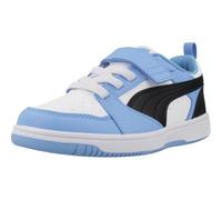 PUMA Rebound V6 LO AC+ PS - Zapatillas Deportivas, Color Azul Claro, Negro y Blanco, Talla 1 UK Niño, Team Light Blue Puma Black Puma White, 33 EU