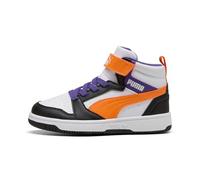 PUMA Rebound V6 Mid AC+ PS, Sneaker, White-Orange GLO Black, 35 EU