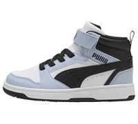 PUMA Rebound V6 Mid AC+ PS - Zapatillas Deportivas, Color Blanco, Azul montaña Nieve, Negro, Talla 1 UK Niño, Puma Blanco Snow Mountain Azul Puma Negro, 33 EU