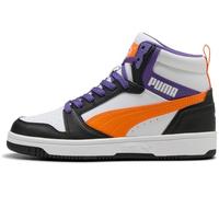 PUMA Rebound V6 Mid Jr, Zapatillas, Blanco Naranja GLO Negro, 36.5 EU
