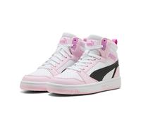 Puma Rebound V6 Mid JR - Zapatillas Deportivas, Color Blanco, Negro y Rosa Perla, Talla 36, Puma Blanco Puma Negro Perla Rosa, 6 UK