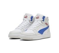 PUMA Rebound V6 Mid JR, Zapatillas, White-Vivid Blue-Feather Gray, 38 EU