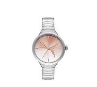 Puma Reloj Contour para mujer, movimiento de cuarzo con correa de poliuretano, silicona, piel o acero inoxidable, Marrón y tono plateado