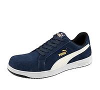PUMA Safety Iconic Suede Low S1PL ESD FO HRO SR Zapatillas de seguridad unisex antideslizantes, sin metal, tapa de fibra de vidrio, azul marino, 46 EU